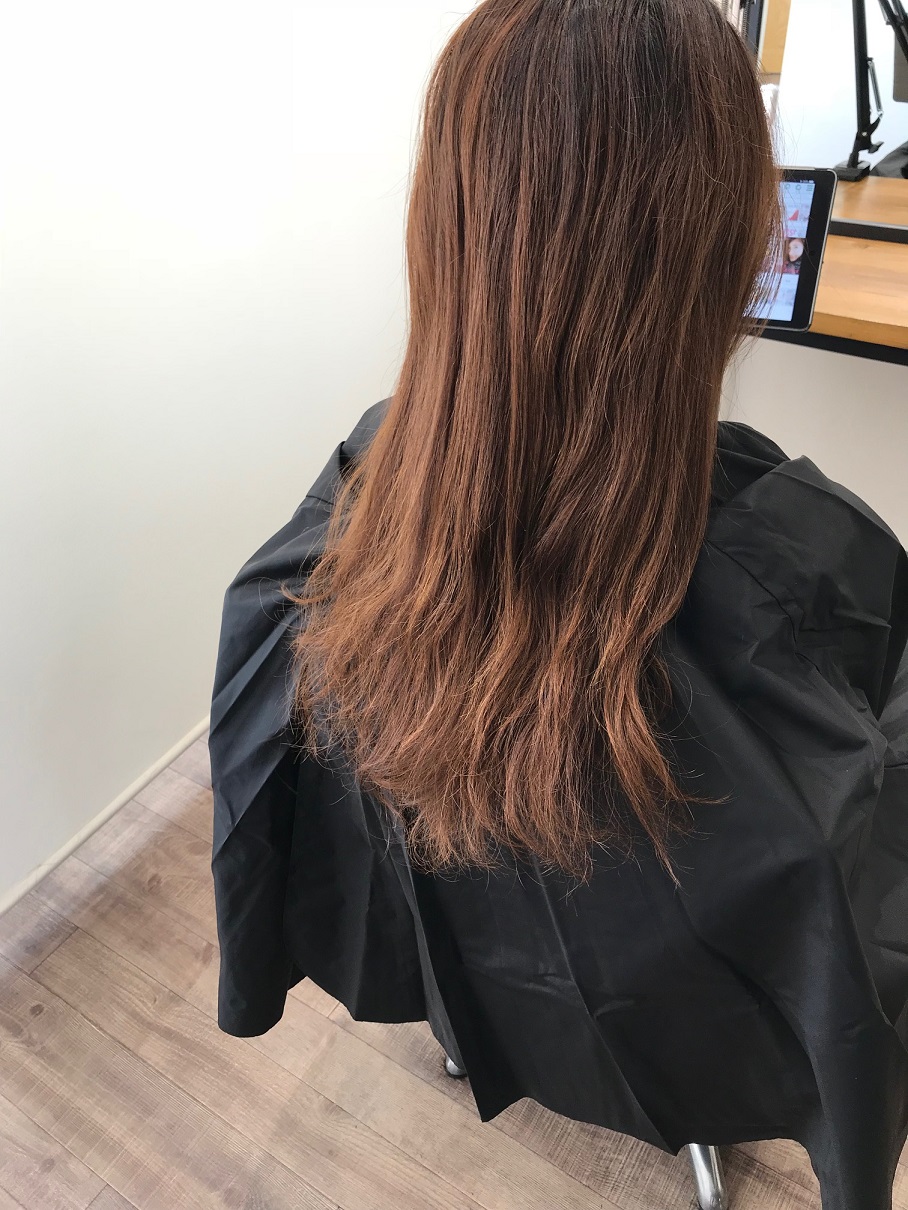 ロングからミディアムに切りました(^^)　別府市　カットカラーが人気　オッジィオット　イルミナカラー取り扱い美容室Rangali（ランガリ）